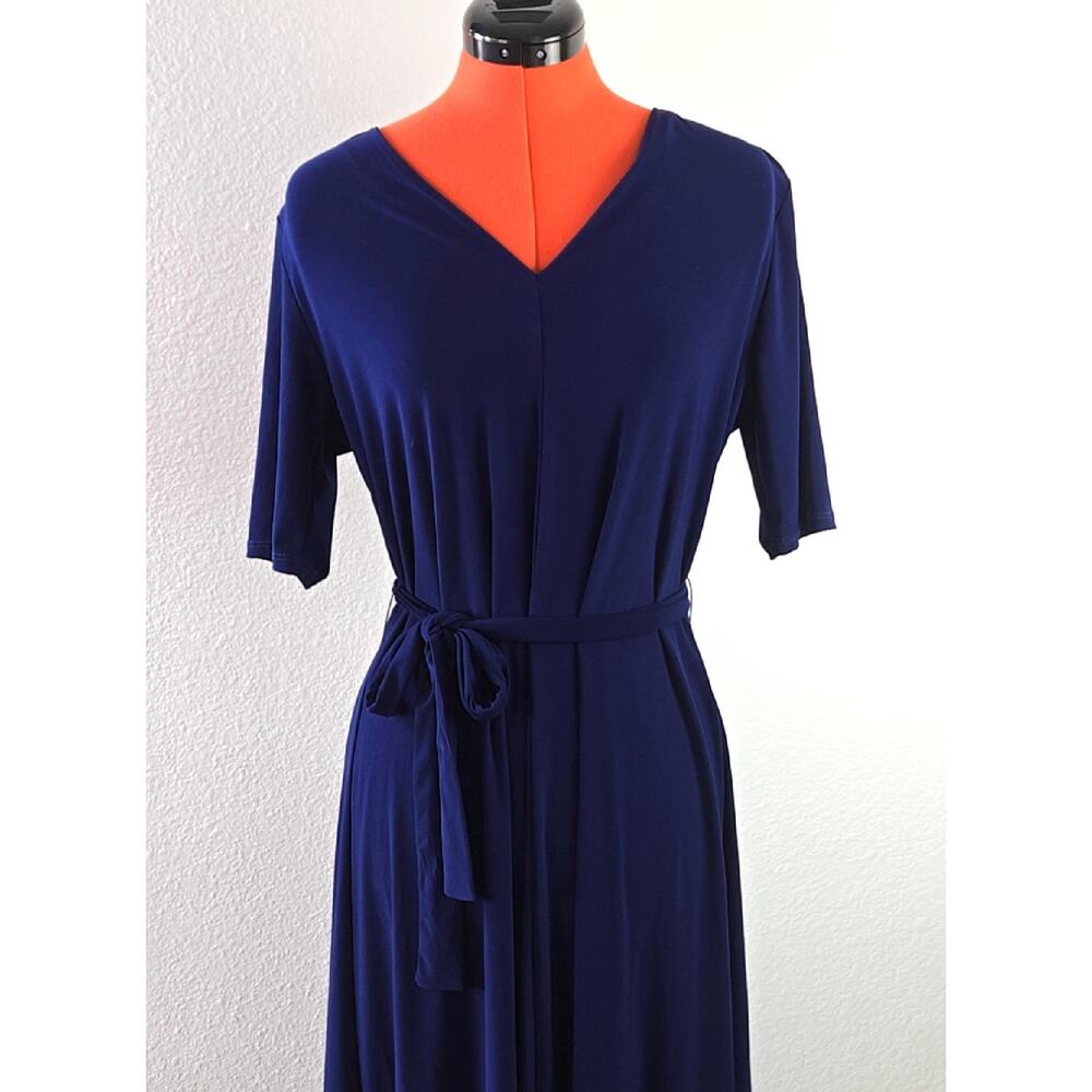 MSK V-Neck Midi Dress Navy Blue size Large - Picture 4 of 8